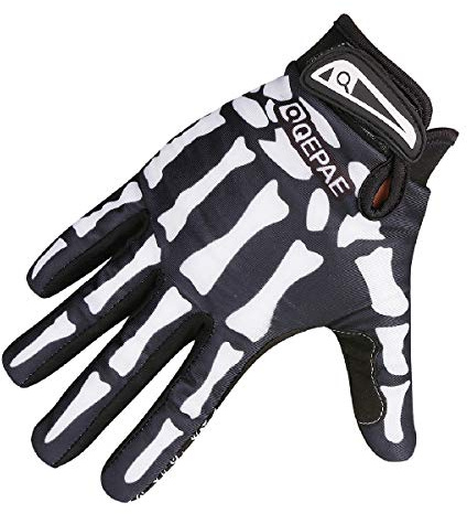 Azarxis Skeleton Gloves Adjustable Lightweight Racing Skull Sports Work Bone Gloves Anti-Slip Breathable for Men & Women Motorcycle, Cycling, Biking, Workout (Black, M)