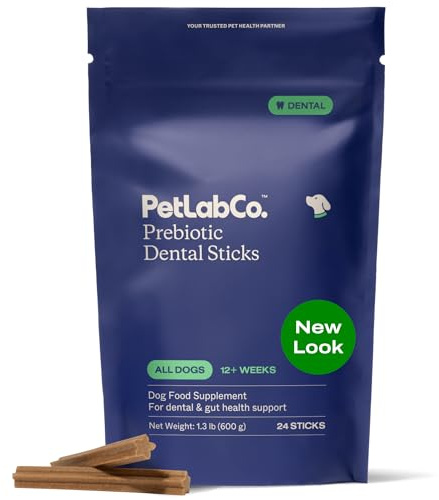 PetLab Co. Dental Sticks – Dog Dental Chews -Target Plaque & Tartar Build-Up at The Source - Designed to Maintain Your Dog’s Oral Health, Keep Breath Fresh and Provide Digestive Help (24 Sticks)