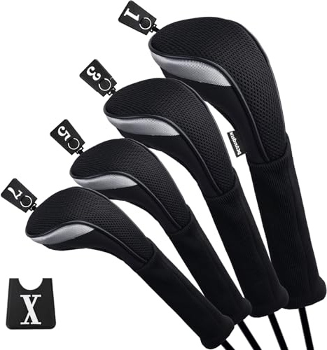 Andux Golf Fairway träklubbshuvud överdrag 460 cc förare extra lång hals 4 st/set svart