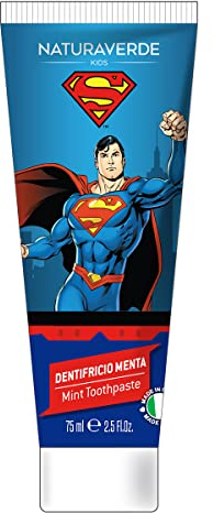 Naturaverde | Kids - Superman - Süßminzzahnpasta für Kinder, Kinderzahnpasta mit sanfter Formel, Superman-Zahnpasta, 75 ml