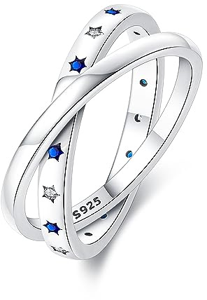 KUNSIR 925 Anelli in Argento Sterling per le Donne Cubic Zirconia Anelli Anello di Fidanzamento Anelli di Personalità