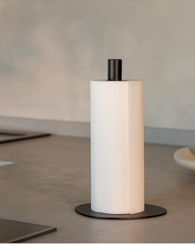 Metallbude Küchenrollenhalter Ivana - Schwarz - Minimalistischer Küchenpapierständer aus pulverbeschichtetem Metall - 30 cm