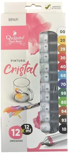 Glas- och glasfärg 12 färger + 2 borstar för målning av glas, glas, glas, fönster, glasfärg för hantverk och konst, hantverksgåva, (kristallfärg)