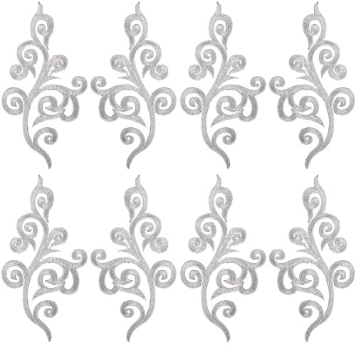 GORGECRAFT 5 Paia di Applicazioni Ricamate A Fiori Metallici Floreali Boho Stile Etnico Da Cucire Termoadesive su Ghirlande Applicazioni Ricamate Floreali per Artigianato di Cucito Fai Da Te Argento