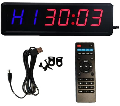 Namvo Reloj de Pared Digital LED, Temporizador de intervalos con cronómetro, Cuenta atrás/Arriba, Volumen Ajustable, Temporizador de Entrenamiento físico con Control Remoto
