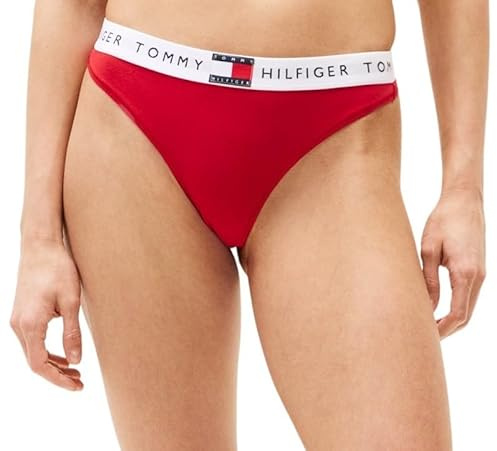 Tommy Hilfiger Damen String Classic mit Logobund, Rot (Primary Red), L