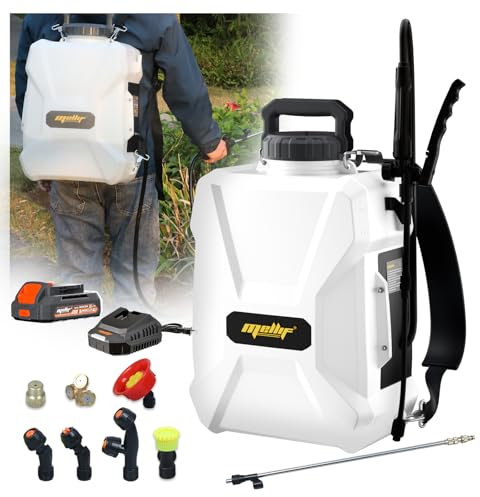 Mellif Backpack Pump Sprayer 12L, 55 Psi Cordless Pressure Garden Sprayer,25 Ft Telescopic Wand & 7 Nozzles & Widened Shoulder Strap,0.33GAL/Min