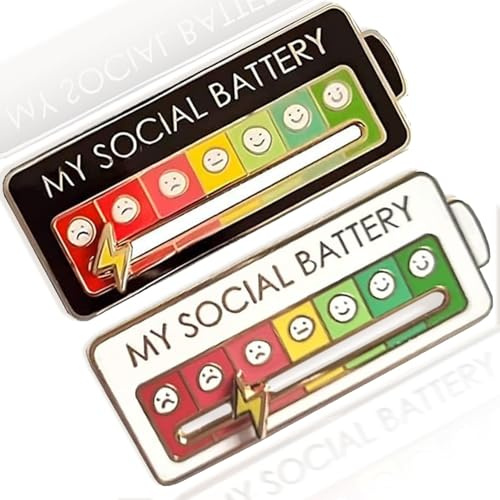 2PCS Mood Badge Set,Funny Social Mood Pins for Men and Women