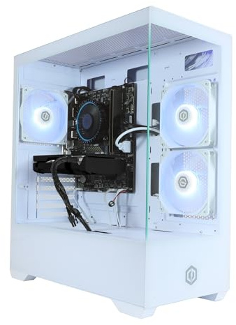 CyberPowerPC Wyvern Gaming PC - AMD Ryzen 7 5700X, Nvidia RTX 5060 Ti, 16GB RAM, 1TB NVMe SSD, 650W PSU, Wi-Fi, Windows 11, Prism Panoramic White