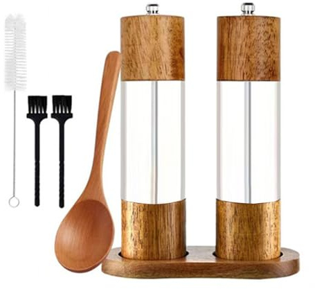 Juego de molinillos manuales de especias ajustables para sales y pimientos, acrílico transparente, utensilios de cocina para cocineros caseros, molinillos de pimienta acrílicos