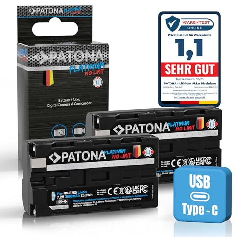 PATONA 2X USB-C Platinum Batería para Sony NP-F550 F730 F750 F930 F950