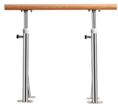 Barre de ballet autoportante réglable - Poteau de danse d'intérieur en bois massif pour enfants et adultes - Barre de fitness verticale antidérapante pour studio à domicile (Argent, 1,5 m) (Argen