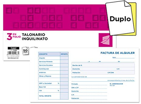 Liderpapel Talonario Inquilinato 3/F║ Original Y Copia T207 Con Codiciones E I.V.A.
