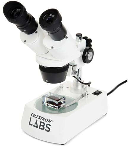Celestron – Celestron Labs – Binocular Stereo Microscope – 20-60x Magnification – Upper and Lower LED Illumination – Includes 10 Prepared Slides