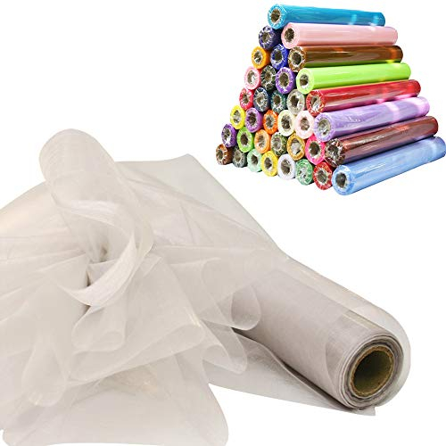 Time to Sparkle 26M x 29cm Sheer Organza Roll Sash Fabric Table Runner Sashes Chair Cover Bows Swags Wedding Party - Silver Cloud