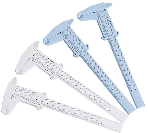 OHYER 4 Piezas Calibrador Vernier de Plástico de Doble Escala Calibrador Vernier de Marcado de 0-150 mm Pies Vernier de Plástico Calibre Deslizante Herramientas de Medición para Medición Joyería Cejas