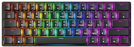 GK61s, Tastiera meccanica da gaming, 61 tasti multicolore RGB, retroilluminata con illuminazione a LED, con cavo, programmabile, cablata, per giocatori su PC e Mac (layout italiano non garantito