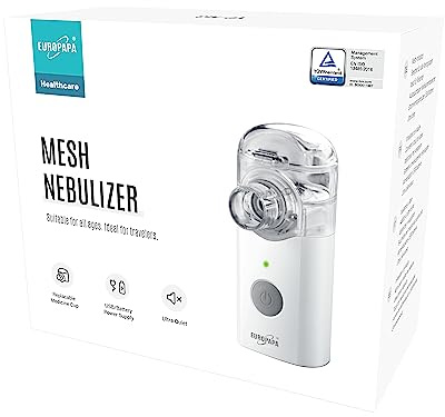 EUROPAPA Inhalador portátil, equipo inhalador nebulizador con boquilla y mascarilla para niños y adultos, muy silencioso, recargable por USB o con pilas