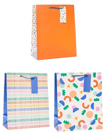 UK Greetings | Multipack of Large Gift Bags | Party Bags for Presents | Birthdays/Weddings/Christmas | Colourful Designs
