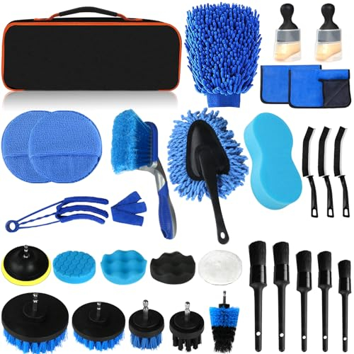 Auto Reinigungsset, 31 Stück Autopflege Set, Auto Detailing Pinsel Auto Waschanlage Set, Staubentfernungsbürste für Auto Innen und Außen, Lüftungsschlitz, Armaturenbrett, Motor, Räder,