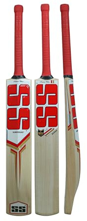 SS Sunridges Sky Super Premium Cricket Kashmir Willow Leather Ball Cricket Bat - Adult Size - Short Handle (Bat Cover Included)
