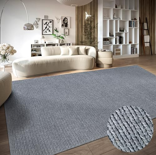 Villeroy & Boch Tappeto di lana Francois, naturale, tessuto a mano ed ecologico, per soggiorno, camera da letto, sala da pranzo, corridoio, cucina, argento, 60 x 90 cm