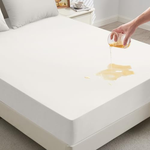 mafudoxi Matratzenschoner 90x200cm Wasserdicht, Spannbettlaken, Matratzenschutz Atmungsaktive, Matratzenauflage für Matratzen bis 30cm, Inkontinenzunterlage waschbar, Nässeschutz Bettlaken-Weiß