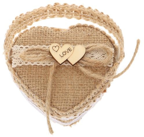 Anneome Cesta De Anillos Diseño Retro Forma De Para Bodas y Propuestas Caja De Joyas Tejida Lazo De Arpillera Para Decoración y Almacenaje De Anillos caja de joyas