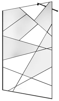 Vente-unique - Paroi de douche à l'italienne sérigraphiée - Noir mat - 140 x 200 cm - TRISEO