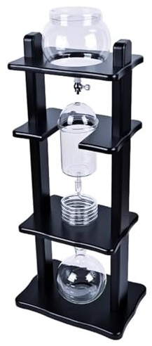 Vituord Cold Brew Kaffeeturm, Eiskaffeemaschine Mit Slow Drip-Technologie, Gerader Rahmen Aus Schwarzem Holz, 1000 Ml Großes Fassungsvermögen – Für 6–8 Tassen