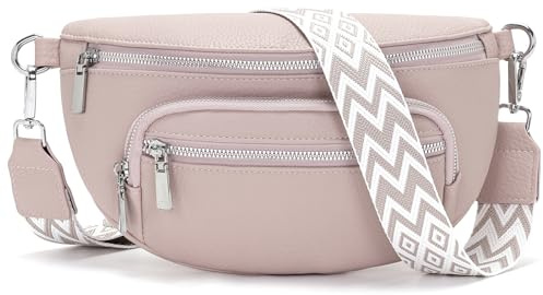Sasrymnl sac banane femme Rose clair sac bandoulière femme cuir vegan sacoche banane bandouliere tendance Bandoulière amovible et réglable