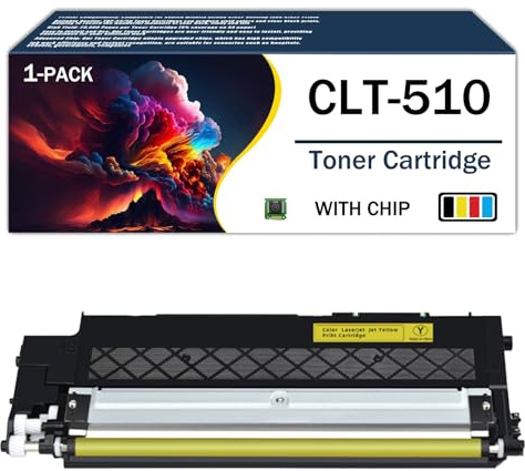 Wiederaufbereitetes Tonerkartuschen-Set CLT-510 mit Chip als Ersatz für Samsung SL-C510, C510W, C513, C513W, C563W und C563FW Multifunktionsdrucker, Schwarz/Gelb/Cyan/Magenta,Yellow-1PACK