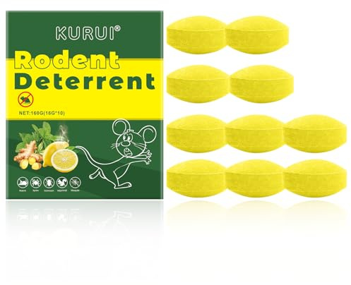 KURUI Professionelle Rattenschlagfallen Indoor Mouse Repellent with Peppermint Oil Geeignet für Wohnungen, Garagen und Dachböden - Lang anhaltender Minzduft - 10P
