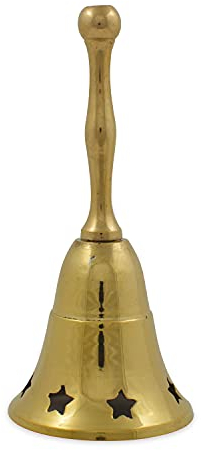 Riffelmacher 13381 - Glocke, Größe 5,5 x 13 cm, Gold, aus Messing, Engelsgeläut, Heilig Abend, Bescherung, Tischglocke, Weihnachten