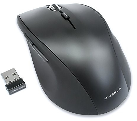 Vivanco Silent Mouse, Funk Maus, leise, geräuscharm, ergonomisch, kabellos, wireless, 800 - 1600 dpi umschaltbar kaum Klickgeräusche