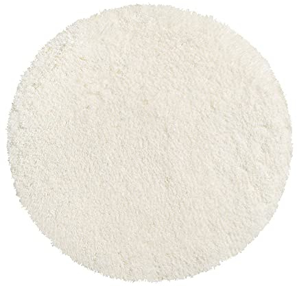 PANA® Runde Badematte Hochflor (Ø 56 cm) • Badteppich rund aus weichen Mikrofasern • Saugstark & waschbar • Runder Duschvorleger, Badvorleger, Badezimmerteppich rund • Farbe: Creme