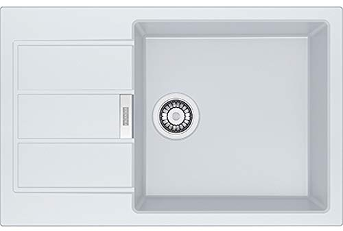 Franke 114.0496.086 Fregadero de cocina de granito con un solo cuenco, color blanco polar