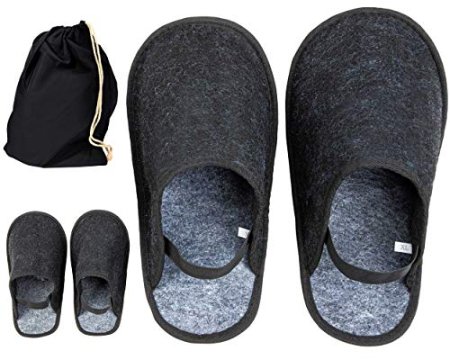 ONVAYA® Handwerkerpantoffel 2er Set mit Gummiband im Beutel | ABS-Sohle | Museumpantoffel | Überschuh | Gästepantoffel | Schlosspantoffel | Schutzschuh | Filzüberschuhe