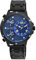 Elite Herrenuhr Blau Schwarz Analog Triple Time Weltzeit 3 Zeiten Zeitzonen Metall Quarz 3 Bar Armbanduhr