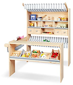 Pinolino Marktstand Lucy, Spielladen für Kinder, grau