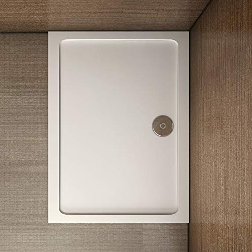 AICA SANITARIOS Plato de Ducha Rectangular y Cuadrado 140x80cm, Piedra Artificial con Recubrimiento Acrílico, Blanco