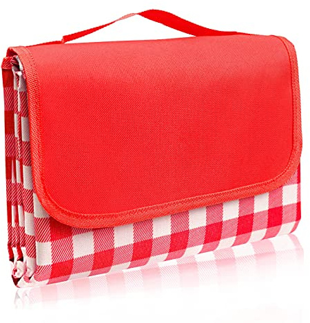 LIVEHITOP Telo Pic-nic Impermeabile, 150×200CM Coperta da Campeggio Grande Plaid Picnic Spiaggia Antisabbia con Manico per All'aperto Giardino BBQ Escursioni Estate