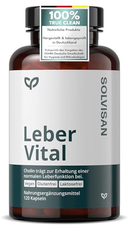 SOLVISAN LEBER VITAL* 4-fach Komplex mit Cholin für deine Leber, Mariendistel (80% Silymarin), Artischocken und Löwenzahn - 120 Kapseln für 4 Monate