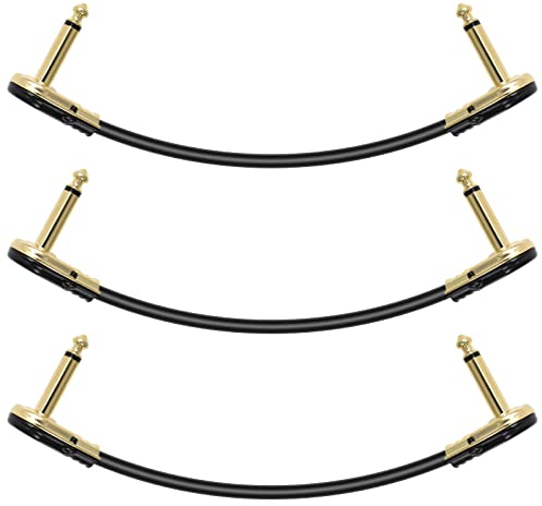 Colexy Patch Kabel 30cm Gitarren Klinkenpatchkabel Geräuschlos für Gitarreneffekte, 6,35 mm Effektpedal Kabel für Gitarre/Bass Effektpedale (3er-Pack)