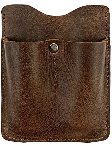 Hide & Drink, Card Holder with Small Tools Slots, Minimalist Organizer for Knife & Flashlight, Workshop Accessories, Full Grain Leather, Handmade, Bourbon Brown
