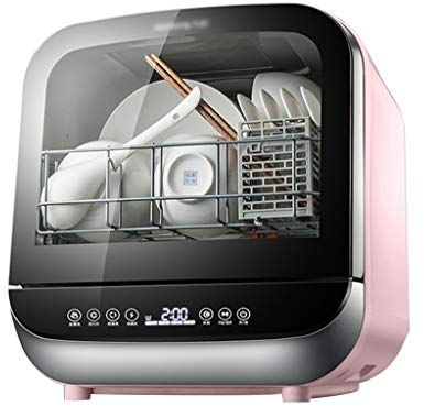 Lave-vaisselle de table compact Mini lave-vaisselle avec 4 programmes Lave-vaisselle de table Lave-vaisselle Slimline Consommation d'eau : 5 L (Couleur : Rose, Taille : 37,8
