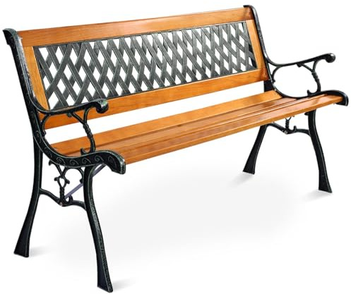 RELAX4LIFE Panchina da Esterno, Panchina da Giardino in Ferro Verniciato Antiruggine e Resistente, Panchina Moderna da Parco per 2 Adulti, ST14977IT