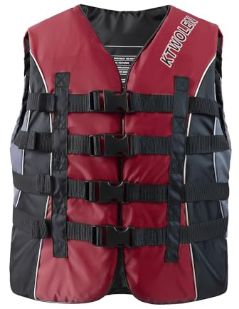 KTWOLEN Aides à la Flottabilité pour Adultes Unisexe Flottaison Veste Aider Gilet de Flottaison pour Les Sports Nautiques, Kayak, Sup, Pêche, Bateau, Plongée en Apnée, Rouge, M