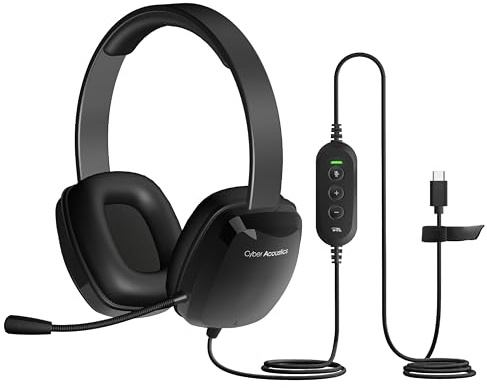 Cyber Acoustics AC-6014 USB-C Headset for PC, Mac, Tablets, and Phones
