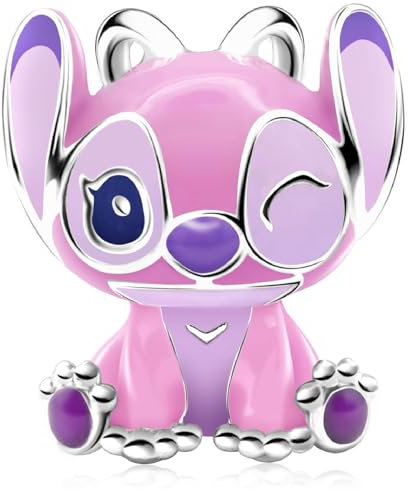 MSPOVOF Chien extraterrestre rose Charm S925 perle en argent sterling pour les bracelets et colliers pour les femmes cadeau de bijoux